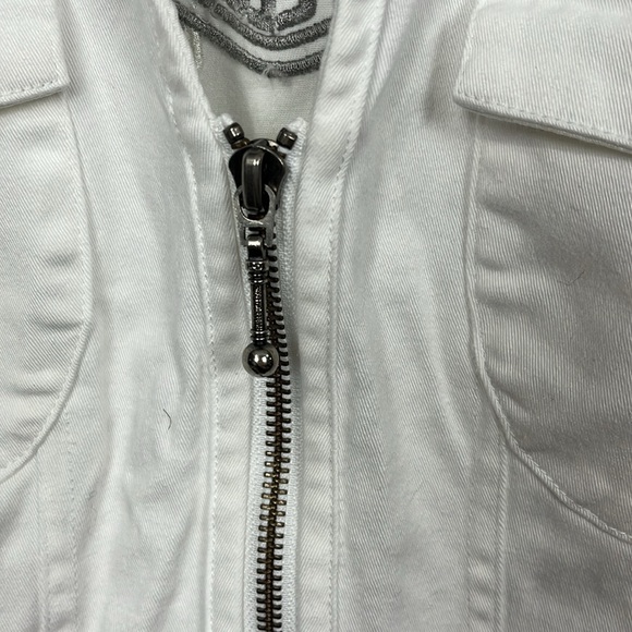 Harley-Davidson Womens Vest White L Corset Back w/Bling Zip Front Pockets Cotton - Picture 6 of 13